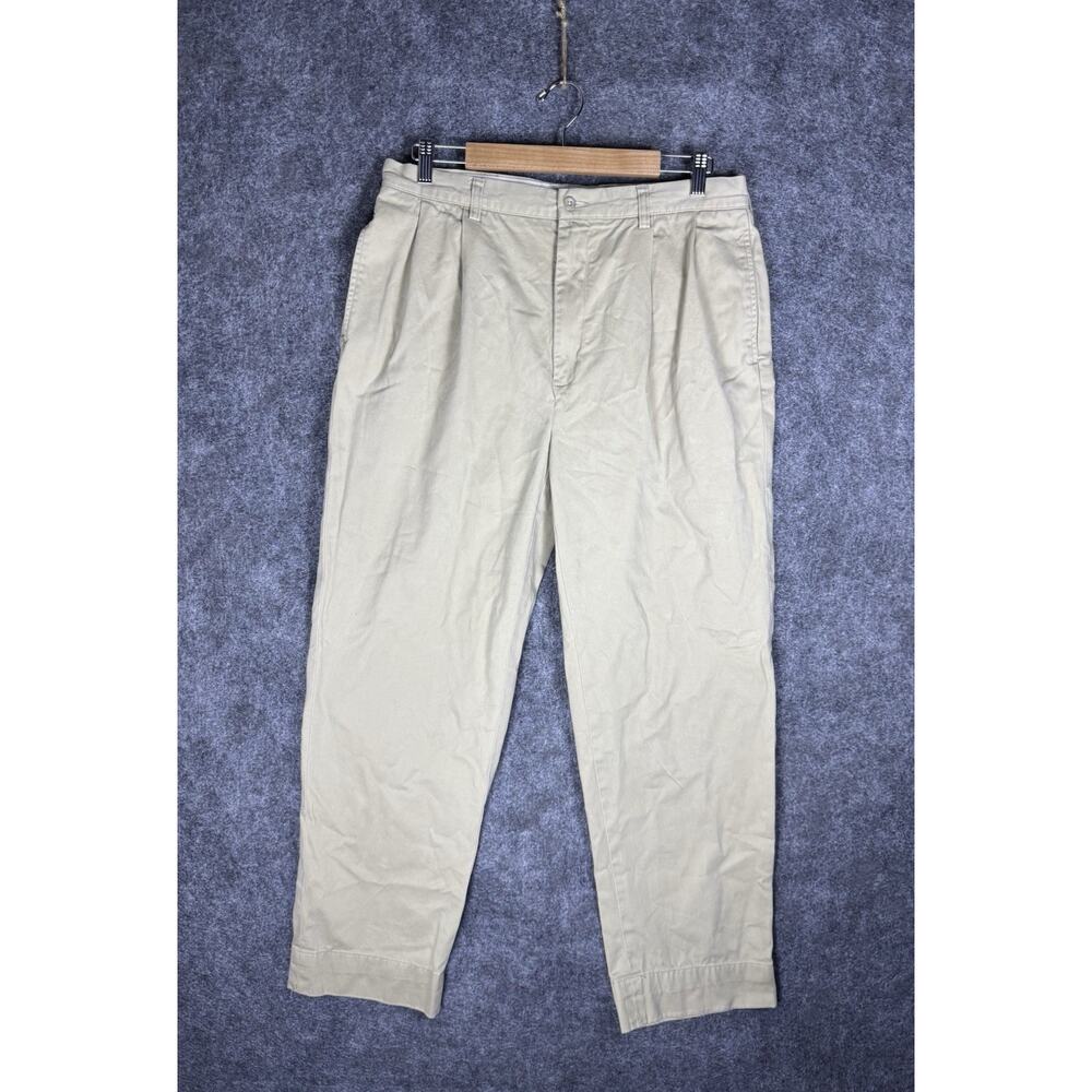 Vintage Polo Ralph Lauren Hammond Pant Chino Mens 35x30 Beige Pleated Cotton